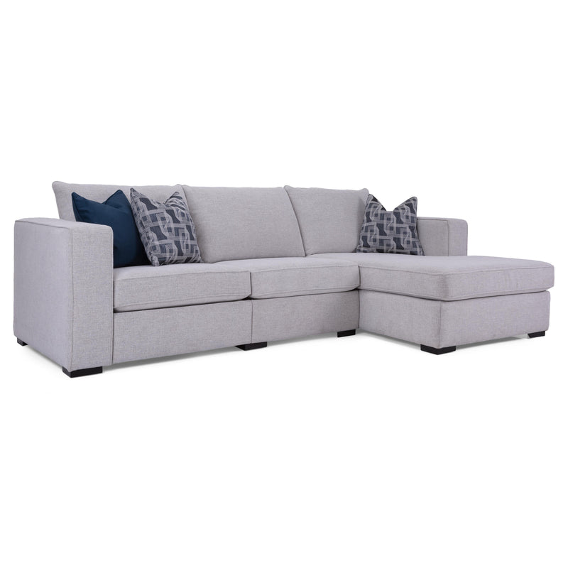 Decor-Rest Furniture Power Reclining Fabric 2 pc Sectional 2900 Sofa Chaise with Power Recliner and Storage IMAGE 3