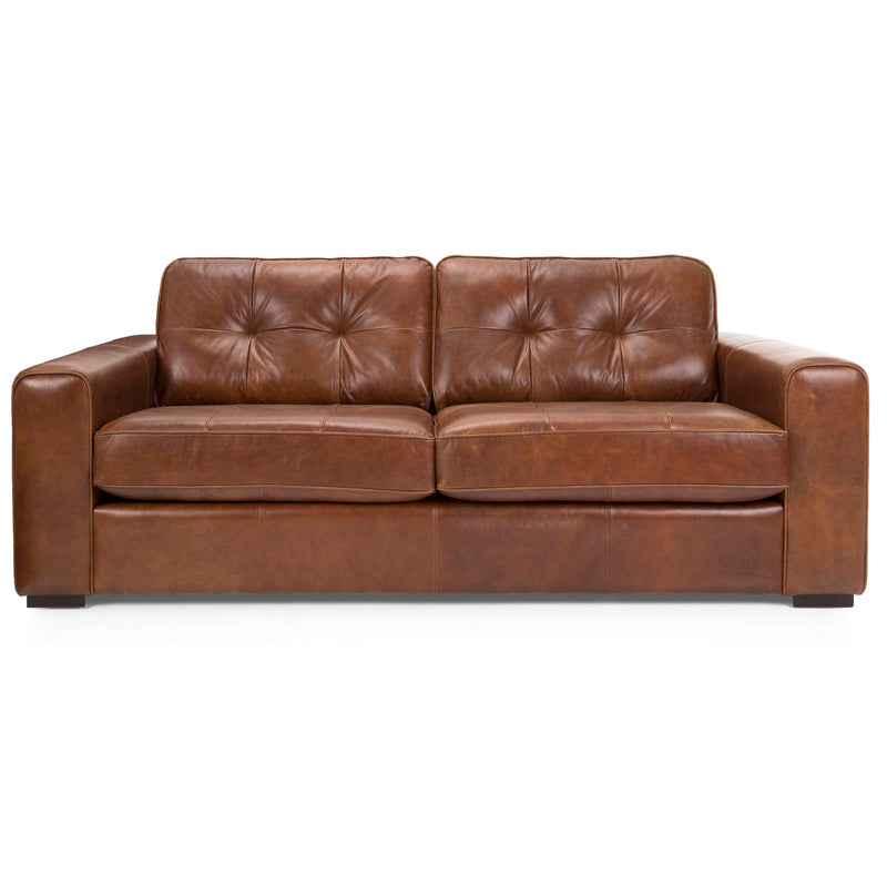 Decor-Rest Furniture Stationary Leather Sofa 3990 Sofa - Brown IMAGE 1