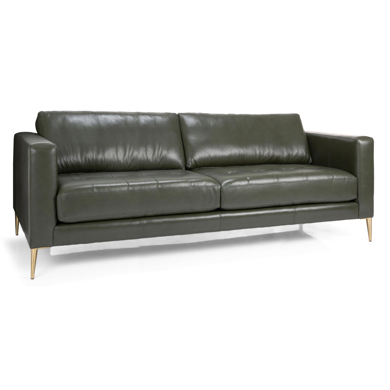 Decor-Rest Furniture Stationary Leather Sofa 3795-01 Sofa - Green IMAGE 1