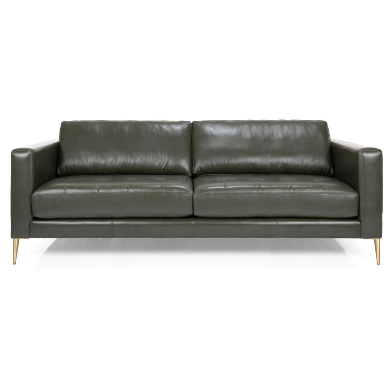 Decor-Rest Furniture Stationary Leather Sofa 3795-01 Sofa - Green IMAGE 2