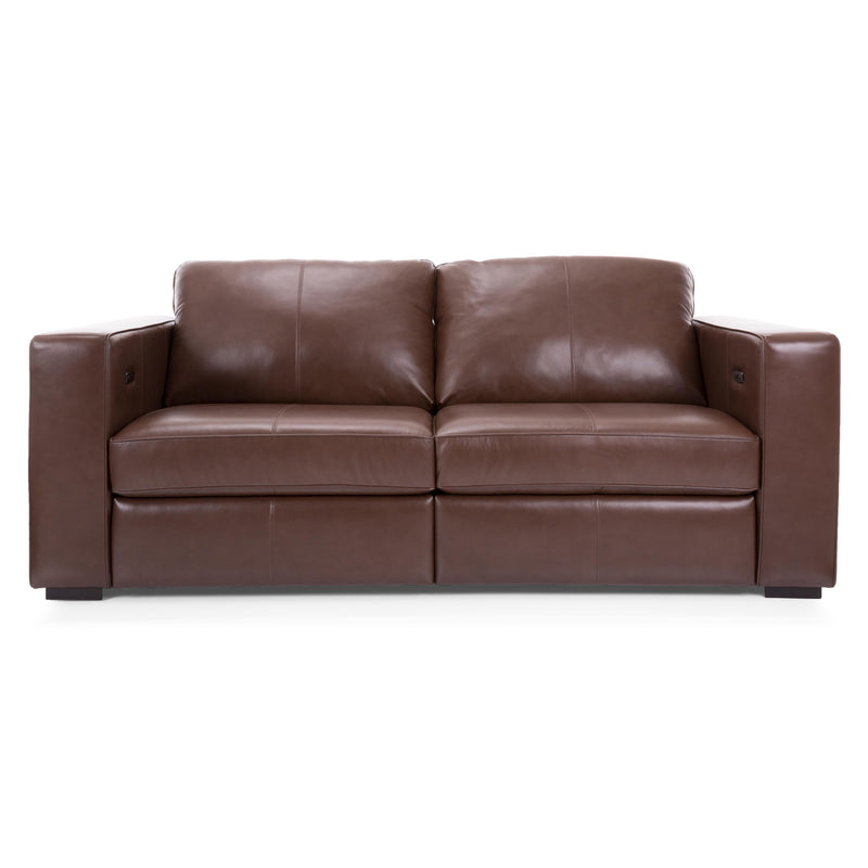 Decor-Rest Furniture Stationary Leather Sofa 3900-01 Sofa - Brown IMAGE 2