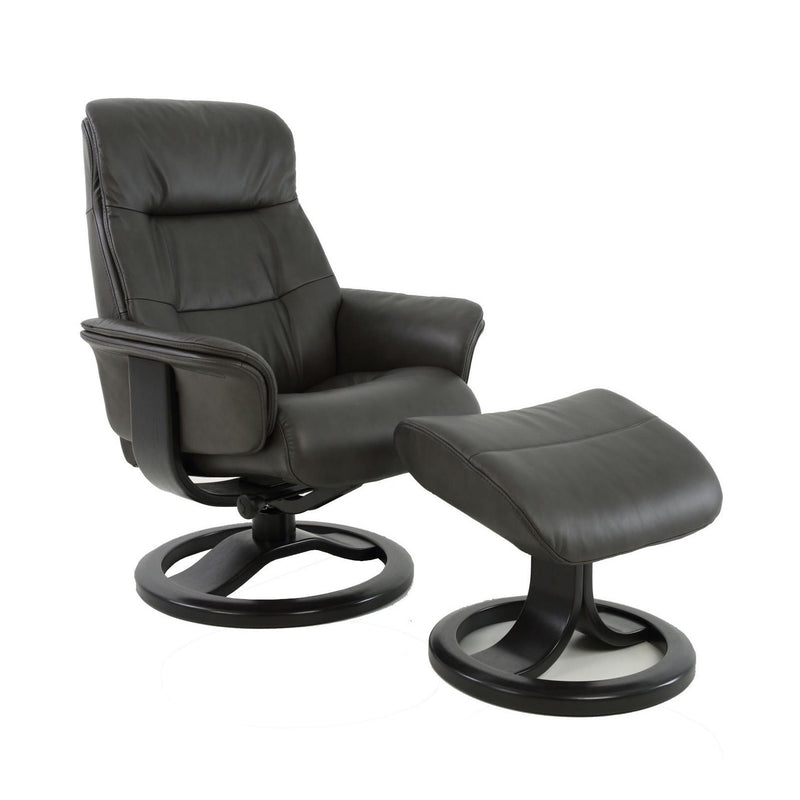 Fjords of Norway Anne Swivel Leather Recliner Anne-R-45-Large-SL-247-Storm IMAGE 1