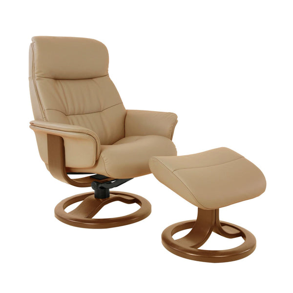Fjords of Norway Anne Swivel Leather Recliner Anne-R-45-Small-SL-254-Cigar IMAGE 1