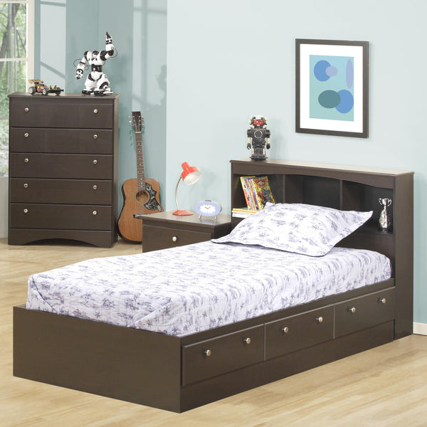 Dynamic Furniture Kids Beds Bed Twin Matesbed with bookcase headboard Cappuccino IMAGE 1