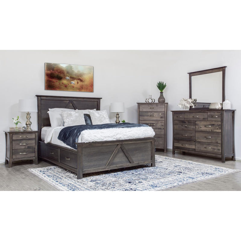 Mako Wood Furniture Megan Queen Bed with Storage Megan M-6000-ST-Q Queen Storage Bed - Semi-Grey IMAGE 2