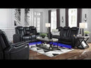 Signature Design by Ashley Party Time Power Reclining Leather Look Sofa 3700315C EXTERNAL_VIDEO 1